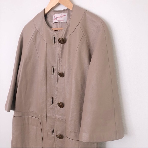 Leather[Carmel California] Vintage Soft Leather Gold Button 3/4 Sleeve MCMod - Picture 4 of 12